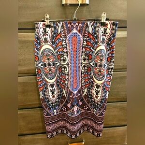 ECI Midi Graphic Print Skirt